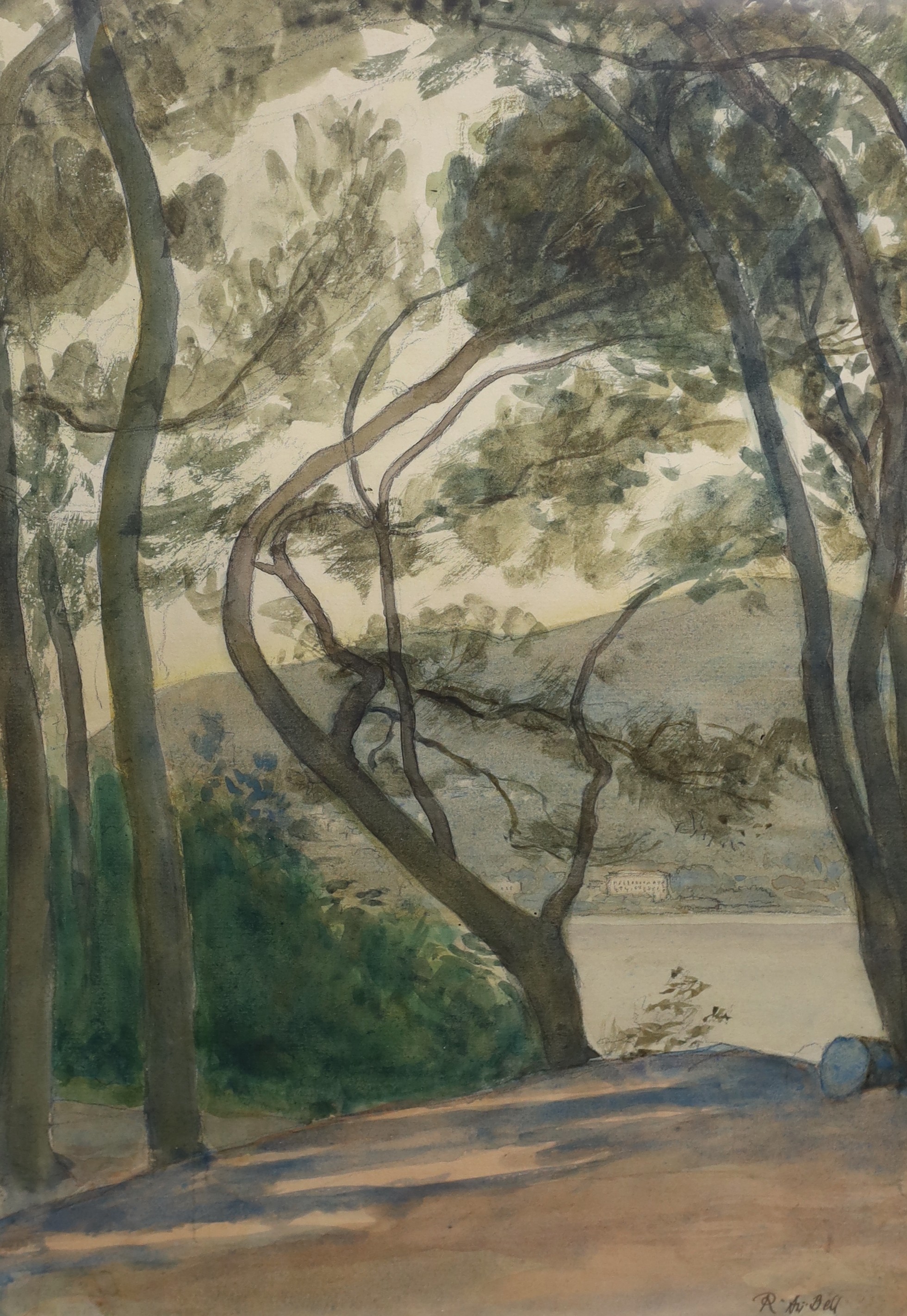 Robert Anning Bell (1863-1933), watercolour, 'Cap Ferrat', signed, 36 x 26cm